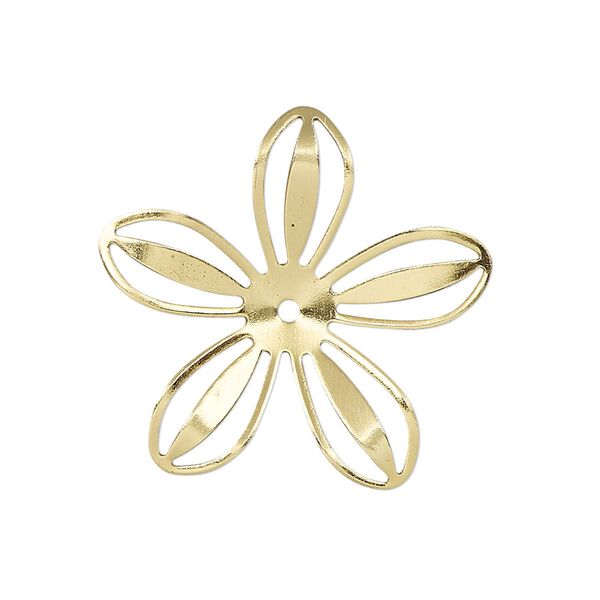Component, gold-finished brass, 28.5x27mm flower. Sold per pkg of 4. image number 0