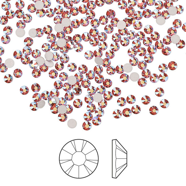 Flat back 1440pk padparadscha AB foil back, Preciosa MAXIMA Czech crystal rhinestone 2.1-2.3mm chaton rose round SS7 image number 0