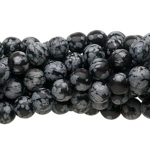 Snowflake obsidian 1pkg10, round bead natural 15.5-16 inch 6mm