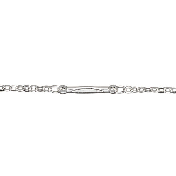 Chain, silver-plated brass, 2mm bar and link. Sold per pkg of 5 feet. image number 0