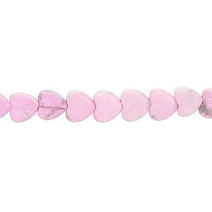Howlite 1pkg1, flat heart bead, 15 inch 6mm pink & grey