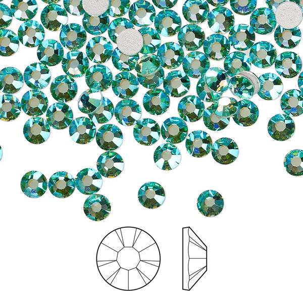 Flat back 1440pk Caribbean Sea AB foil back, Preciosa MAXIMA Czech crystal hotfix rhinestone 3.8-4mm chaton rose round SS16 image number 0
