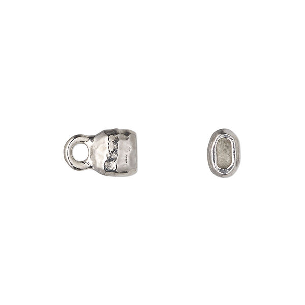 End cap, TierraCast®, "Hammertone" collection, white bronze-plated pewter (tin-based alloy), 7mm hammered cap. Sold per pkg of 2. image number 0