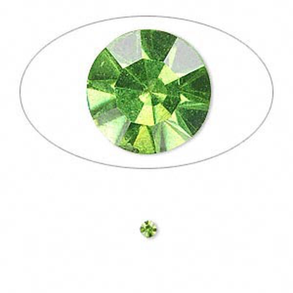Chaton, glass rhinestone, olivine, foil back, 2.4-2.5mm faceted round, PP18. Sold per pkg of 72. image number 0