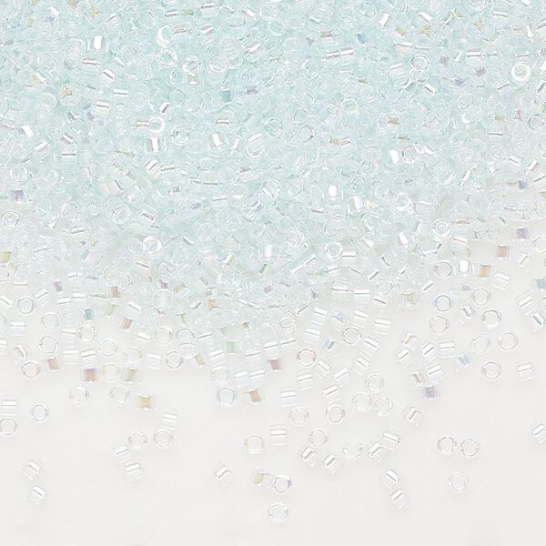 Seed bead, Delica®, glass, pkg/250g, #11 round, translucent pale aqua-lined rainbow crystal clear (DB-0083). image number 0