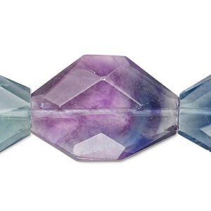 Rainbow fluorite 1pkg1, hand-faceted freeform nugget bead natural 15.5-16 inch large