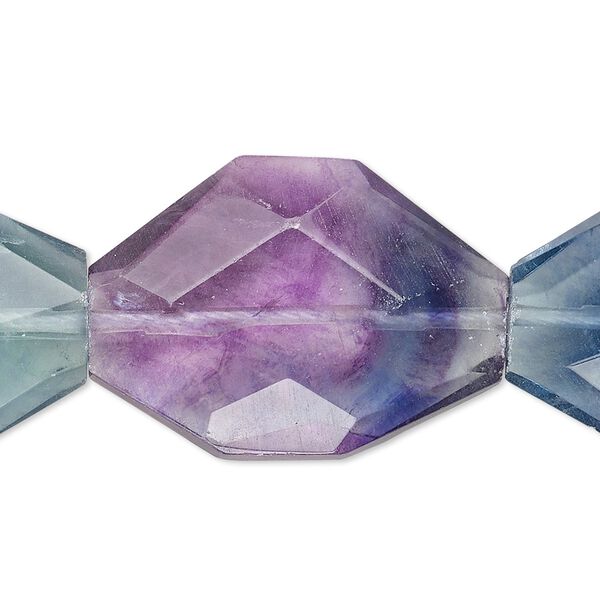 Rainbow fluorite 1pkg1, hand-faceted freeform nugget bead natural 15.5-16 inch large image number 0