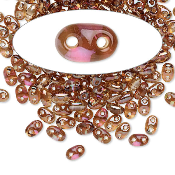 Seed bead, Preciosa Twin™ Czech glass, pkg/50g, 5x2.5mm oval, transparent Venus clear, (20202). image number 0