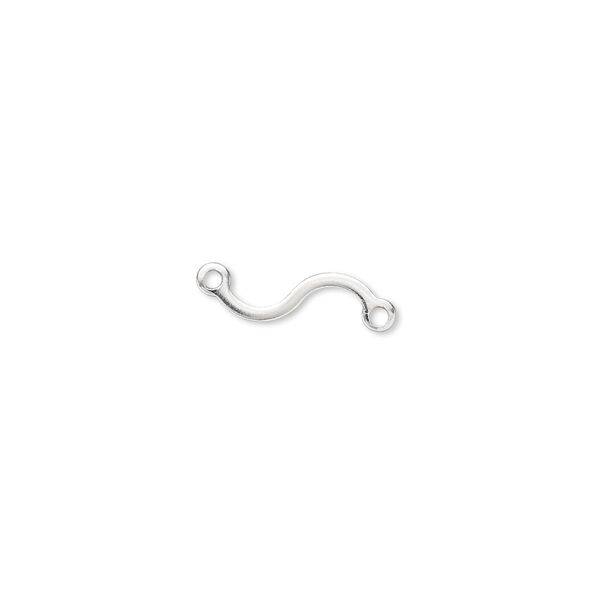 Link, silver-plated brass, 11x4mm flat wave. Sold per pkg of 100. image number 0