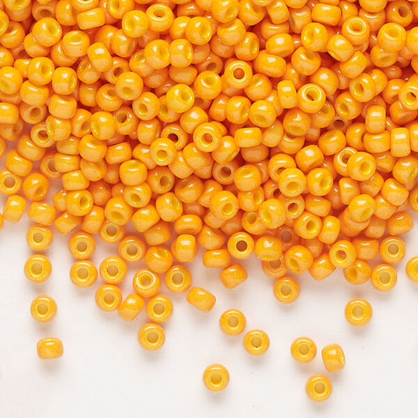 Seed bead, Miyuki, glass, pkg/50g, #8 rocaille, opaque outside dyed squash, (RR-1478). image number 0