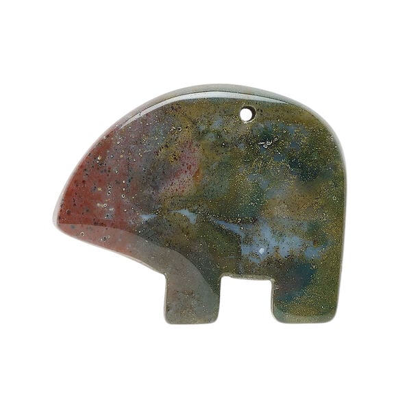 Fancy jasper 1pkg1, half-drilled Zuni-style bear focal natural, 28x21mm-33x27mm image number 0