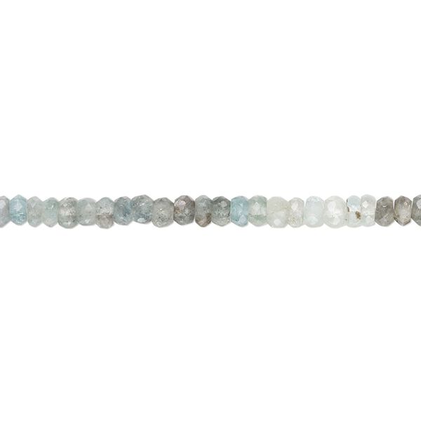 Moss aquamarine 1pkg1, hand-cut faceted rondelle bead shaded 13 inch 3x1mm-4x2mm image number 0