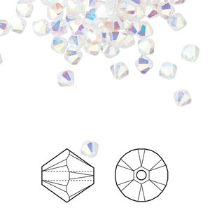 Bead 1440pk crystal AB 2X, Crystal Passions® 4mm bicone 5328