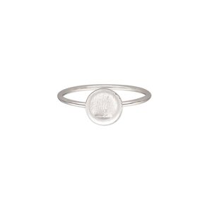 Ring, Almost Instant Jewelry®, sterling silver, 1mm wide with 7mm round glue-in setting, size 7. Sold individually.
