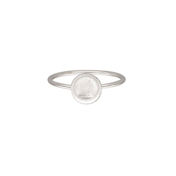Ring, Almost Instant Jewelry®, sterling silver, 1mm wide with 7mm round glue-in setting, size 7. Sold individually. image number 0
