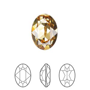 Fancy stone 1pk golden topaz foil back, Crystal Passions® 18x13mm oval 4120