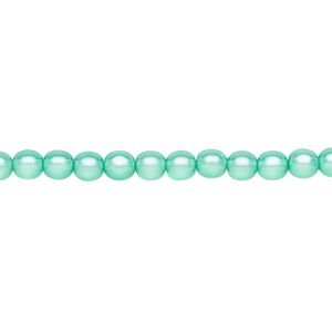 Bead, Czech pressed glass, pearlized ocean blue, 4mm round. Sold per 15-1/2" to 16" strand, approximately 100 beads.