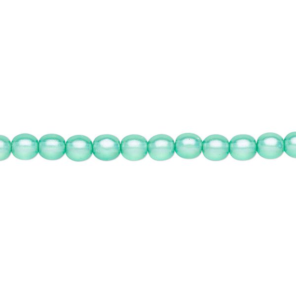 Bead, Czech pressed glass, pearlized ocean blue, 4mm round. Sold per 15-1/2" to 16" strand, approximately 100 beads. image number 0