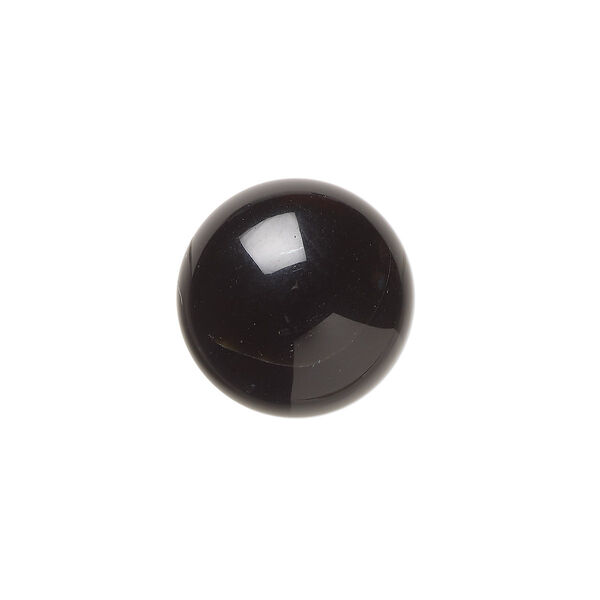 Cabochon, black onyx (dyed), 15mm calibrated round, B grade, Mohs hardness 6-1/2 to 7. Sold per pkg of 4. image number 0