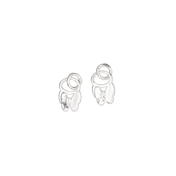 Charm, sterling silver, 5.5x5mm single-sided butterfly with 4mm closed round loop. Sold per pkg of 2. image number 0