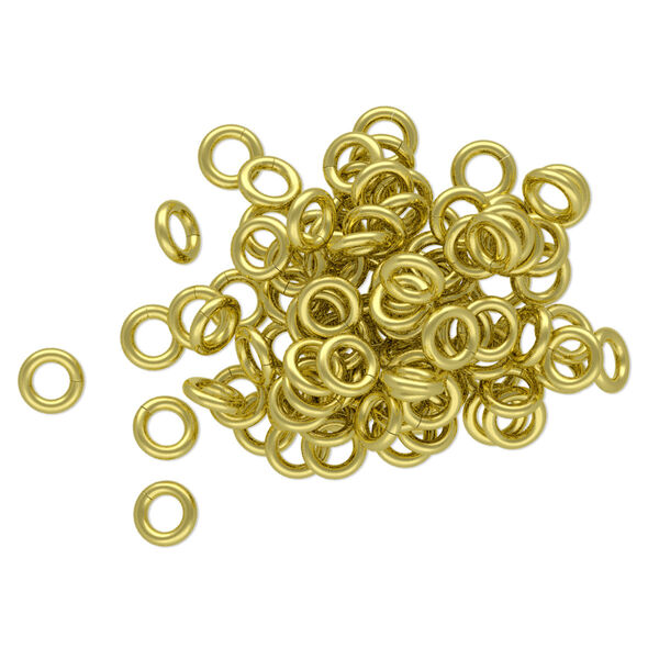 Jump ring, brass, 4.5mm round, 2.5mm inside diameter, 18 gauge. Sold per pkg of 100. image number 0