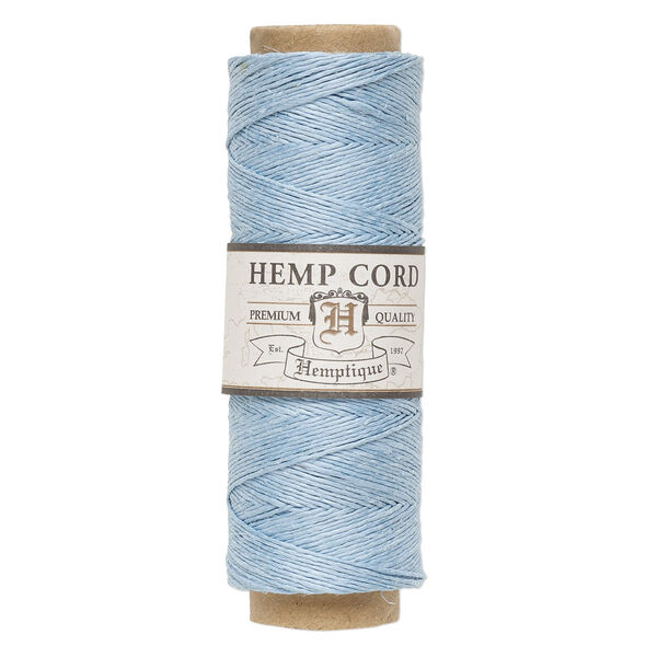 Cord, Hemptique®, polished hemp, light blue, 0.5mm diameter, 10-pound test. Sold per 205-foot spool. image number 0