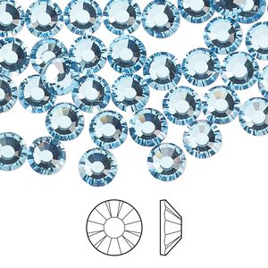 Flat back 288pk aquamarine foil back, Preciosa MAXIMA Czech crystal rhinestone 6.3-6.5mm chaton rose round SS30