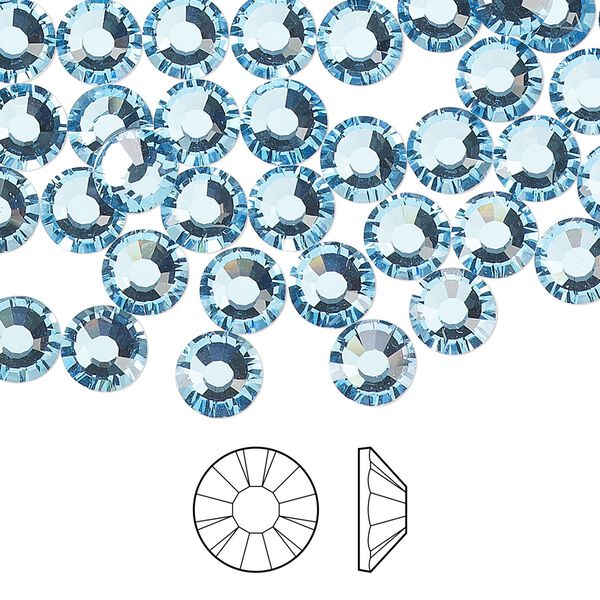 Flat back 288pk aquamarine foil back, Preciosa MAXIMA Czech crystal rhinestone 6.3-6.5mm chaton rose round SS30 image number 0