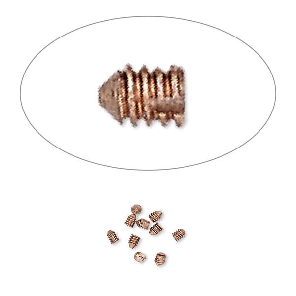 Screw, Screw-Tite Crimps™, copper-plated copper, 2x1mm rectangle. Sold per pkg of 10. image number 0