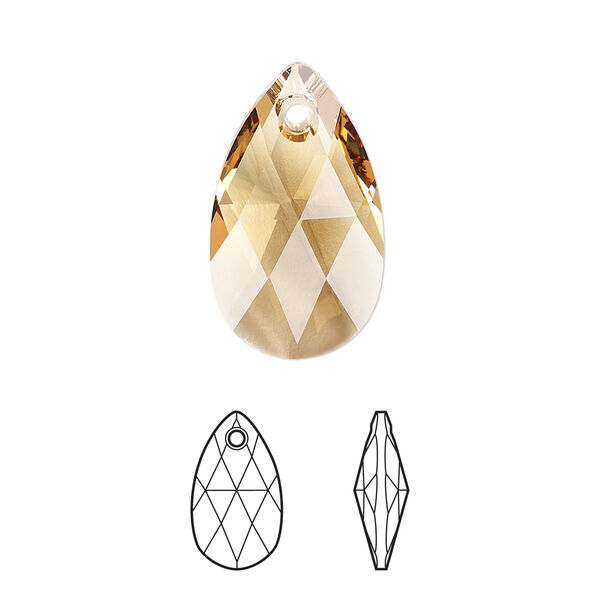 Drop 1pk light Colorado topaz, Crystal Passions® 22x13mm pendant pear 6106 image number 0