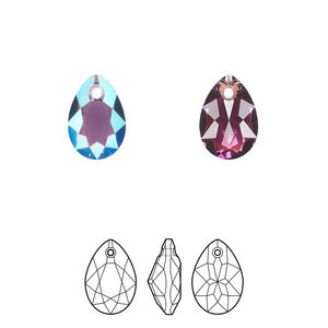 Drop 4pk amethyst shimmer, Crystal Passions® 11.5x8mm pendant pear cut 6433