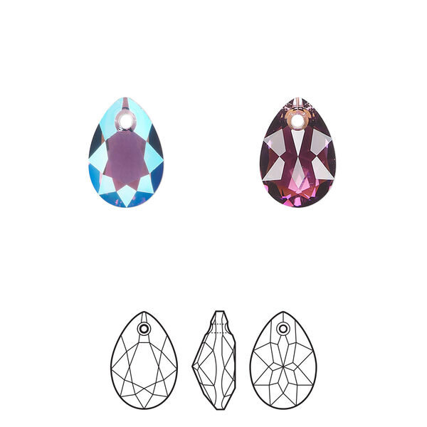 Drop 4pk amethyst shimmer, Crystal Passions® 11.5x8mm pendant pear cut 6433 image number 0