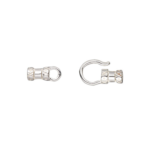 Clasp, JBB Findings, hook-and-eye, sterling silver, 20x8mm with crimp ends, 2.3mm inside diameter. Sold per pkg of 2. image number 0