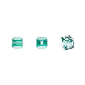 Bead 1pkg144 Caribbean green, Swarovski&reg; ReCreated&trade;, 6mm faceted cube 5601