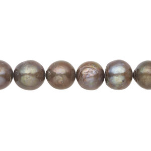 Freshwater pearl 1pkg1, semi-round, 15 inch dusty copper rose 8-9mm cultured