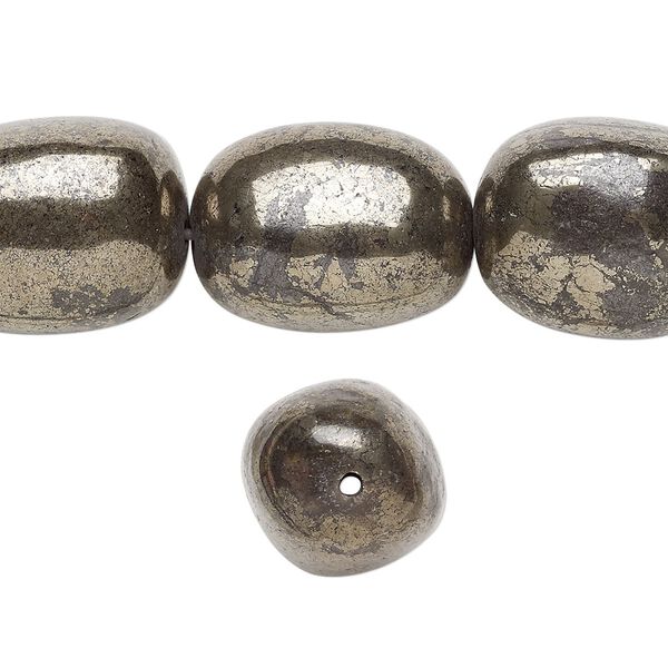 Bead, pyrite (stabilized), medium nugget, Mohs hardness 6 to 6-1/2. Sold per 8-inch strand. image number 0