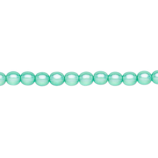 Bead, Czech pressed glass, pearlized ocean blue, 4mm round. Sold per 15-1/2" to 16" strand, approximately 100 beads. image number 0