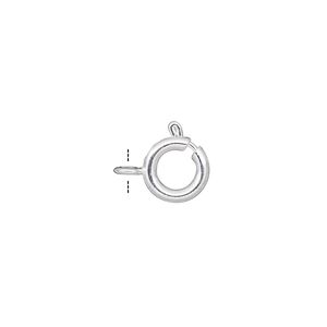 Springring 1pkg100 silver-plated, 9mm, brass clasp 1-strand