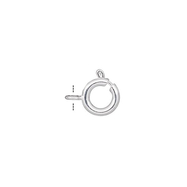 Clasp, springring, silver-plated brass, 9mm. Sold per pkg of 100. image number 0