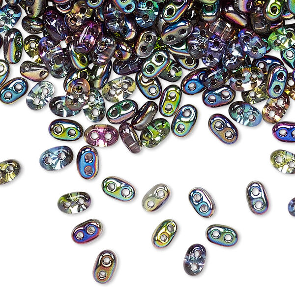 Seed bead, Preciosa Twin™ Czech glass, pkg/250g, 5x2.5mm oval, opaque vitrail green, (01500). image number 0