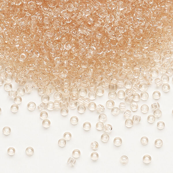 Seed bead, Dyna-Mites™, glass, pkg/40g, #11 round, transparent light peach, (9 11/0 RR). image number 0