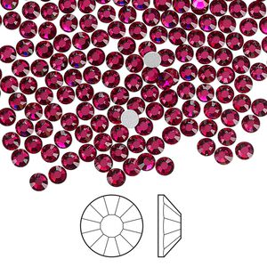 Flat back 1440pk ruby foil back, Preciosa Viva 12® Czech crystal rhinestone 3-3.2mm chaton rose round SS12