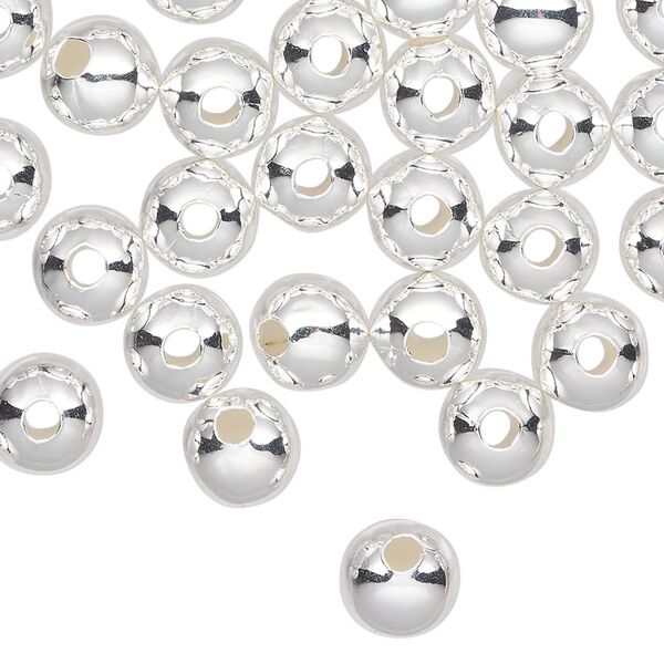 Bead, silver-plated steel, 8mm round. Sold per pkg of 500. image number 0