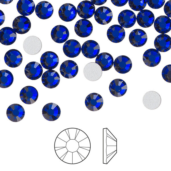 Flat back 1440pk cobalt blue foil back, Preciosa VIVA 12® Czech crystal rhinestone 4.6-4.8mm chaton rose round SS20 image number 0