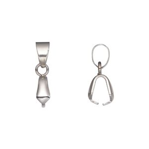 Bail, ice pick, stainless steel, 18x4mm with 6mm grip length and soldered bail. Sold per pkg of 4.