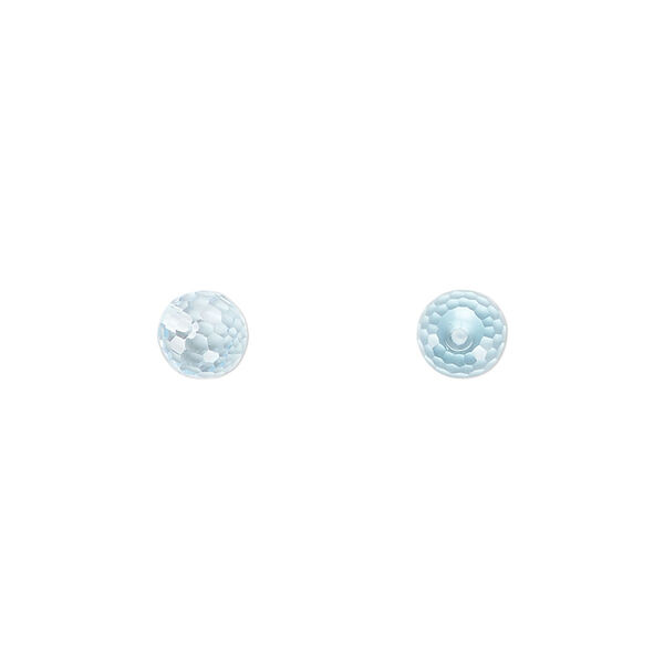 Sky blue topaz 1pkg2, hand-cut half-drilled faceted round bead B grade, 6mm image number 0