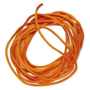 Cord, Satinique™, satin, orange, 2mm regular. Sold per pkg of 10 feet.
