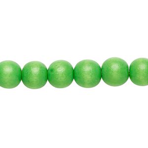 Bead, Taiwanese cheesewood (dyed / waxed), kelly green, 7-8mm round. Sold per pkg of (2) 15-1/2" to 16" strands.