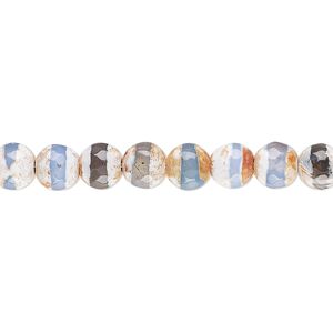 Blue brown agate 1pkg1, faceted round bead 15.5-16 inch 5.5-6mm