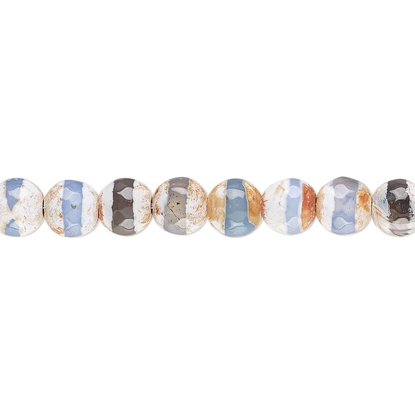 Blue brown agate 1pkg1, faceted round bead 15.5-16 inch 5.5-6mm image number 0